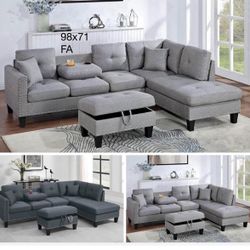 Sectional With Ottoman Set 