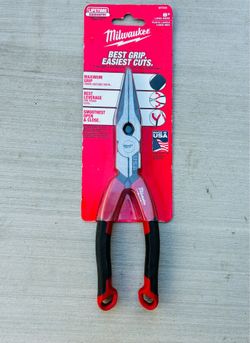 Milwaukee 8 in. Long Needle Nose Pliers w/ Fish Tape Puller & Comfort Grip