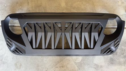 Front Shark Style Grille Grill w/ LED Lights Fit 2018-2026 Jeep Wrangler JL & Gladiator JT