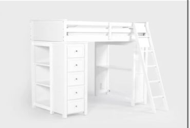 Twin Loft Bed w/ Desk And Storage
