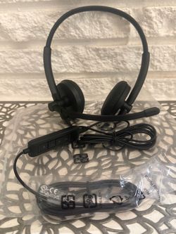 Dell HS2201 USB Wired On-Ear Headband Headset, Boom Mic, Black, 2m