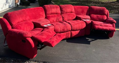 Red Theater Reclining Seats Couch Set Chairs
