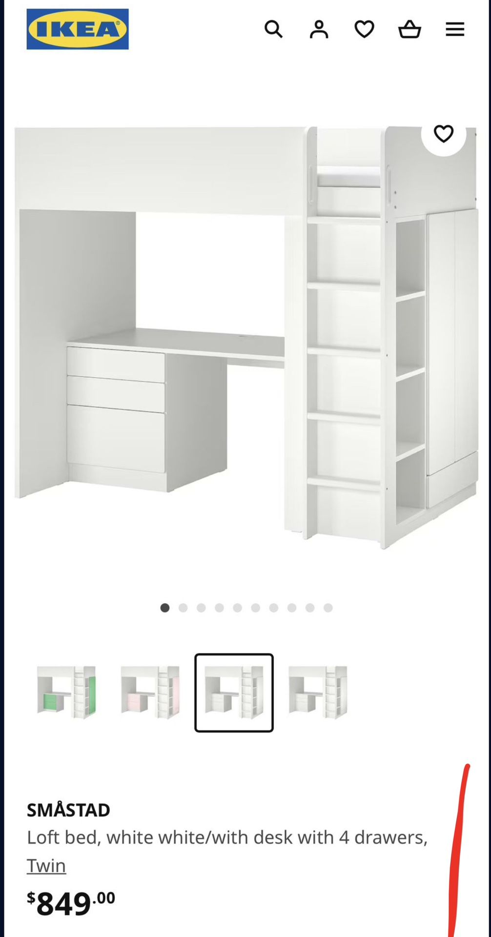 IKEA Loft Twin Bed With Dresser Drawer And Desk