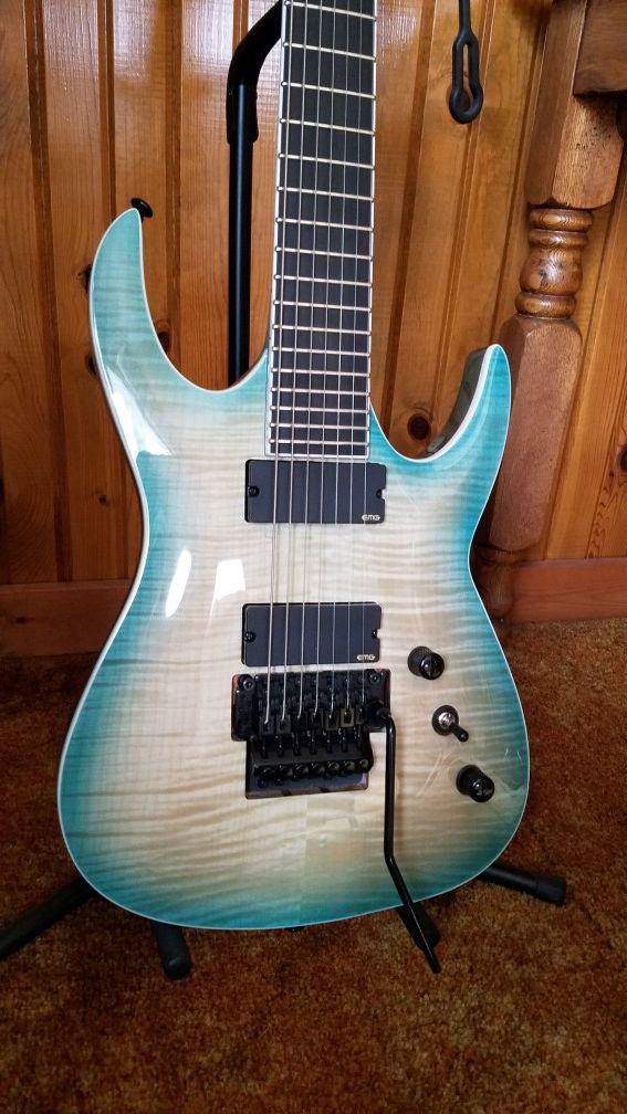 Agile Interseptor Pro 725 EB Active EMG Ocean Burst Flame 7 string