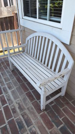 White wooden bench