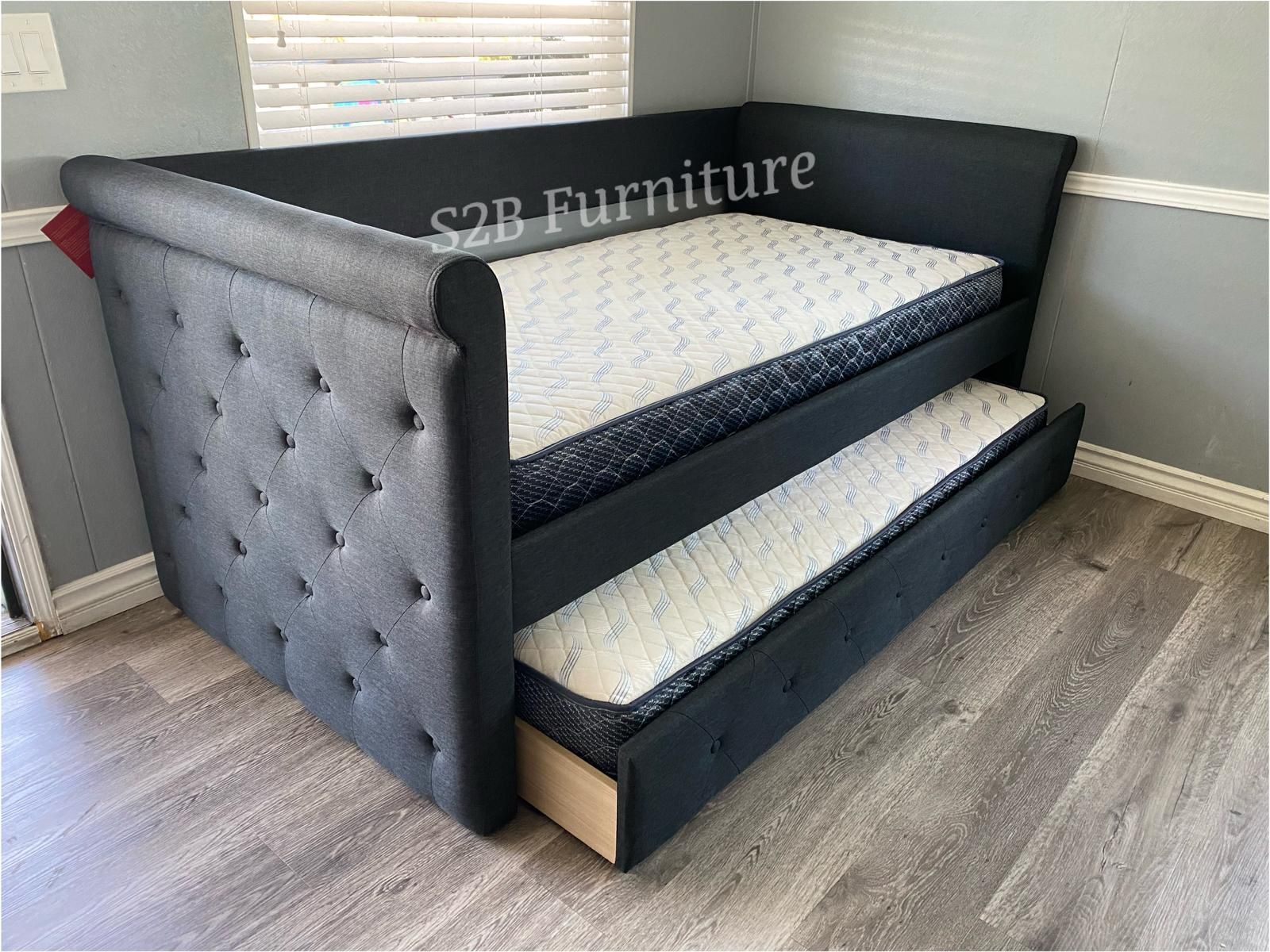 Twin Twin Grey Daybed With Ortho Mattress Included