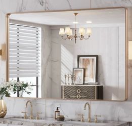 48”X32” Gold Bathroom Mirror