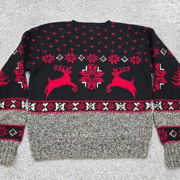 Vintage Polo Ralph Lauren Sweater Mens XL Reindeer Snowflake Hand Knit Wool READ
