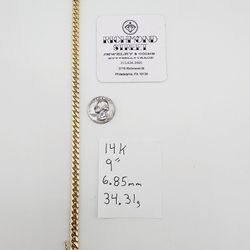 14k gold 9" 7mm miami cuban link bracelet