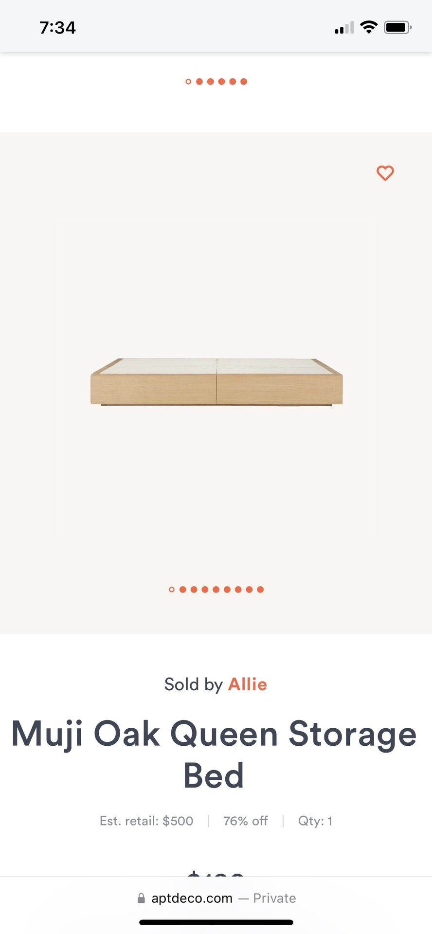 MUJI Oak Queen Storage Bed