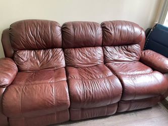 Leather sofa and electric recliner