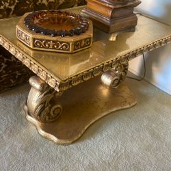 Gold Leaf Coffee Table And Three End Tables