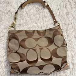 Coach Signature Monogram Carly Hobo Shoulder Bag