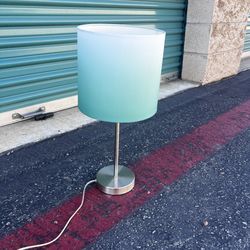 18” Silver Table Lamp With Turquoise Ombré Shade 