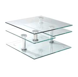 3-Tier Glass  Table with Chrome Legs