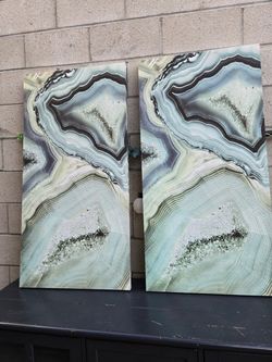 Pair of Blue Canvas Pictures
