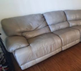3 piece Electric Reclining Couch Sofa (taupe/greige leather color)