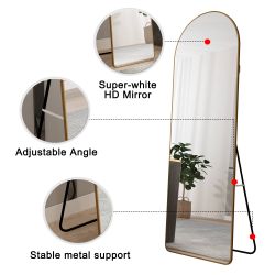 aluminum alloy metal frame arched floor mounted wall mirror, upgraded in quality, bathroom makeup mirror, bedroom entrance, clothin