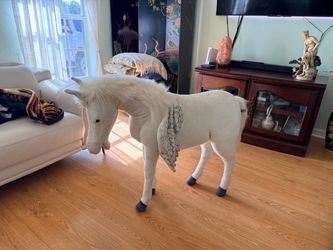 Hansa Creation Large White Pegasus Winged Horse Plush Standing Fantasy Animal