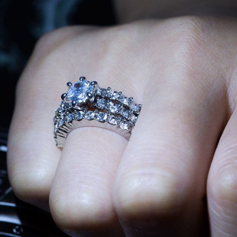 "3pcs/Set Shiny Gems Beautiful Wedding Eternity Ring for Women, EVGG1194
 