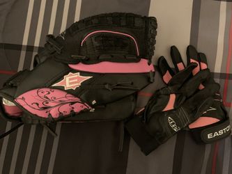 Pink Baseball Mitt and gloves