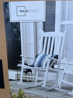 Two White Wooden Porch Rocker With New Cushion (1 in Each Box) New in Box Disassembled. $70 EACH Firm on Price
