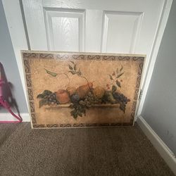 Framed Fruit Still Life Realism Oil Painting on Canvas, Medium Art