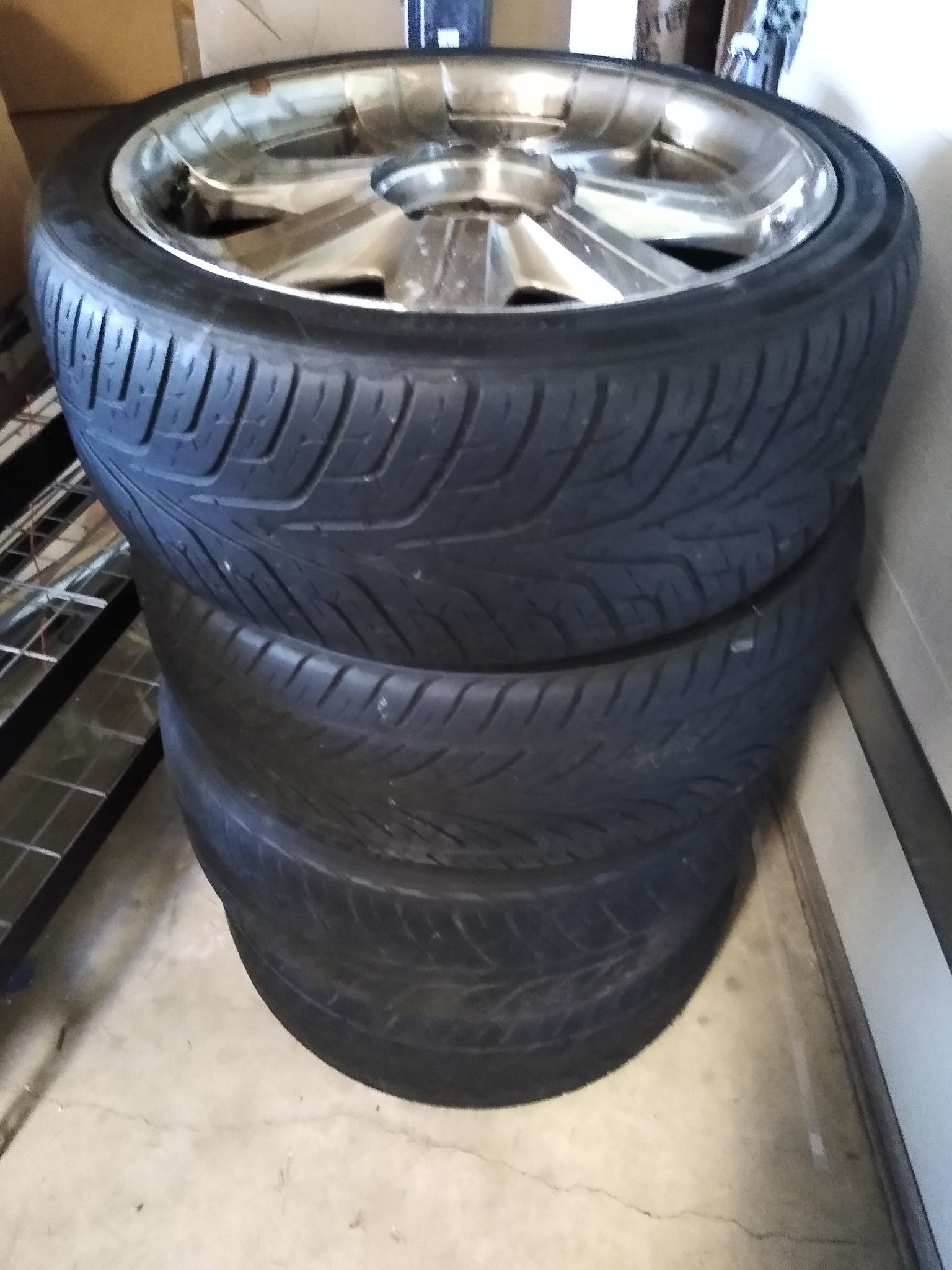 Set of 4 22" rims and Tyres. REDRILLED