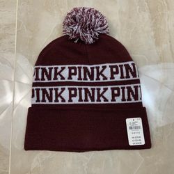 NWT VS Pink Pom Beanie