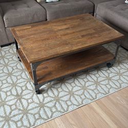 Wooden Coffee Table With Metal Legs