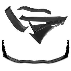 For 2014-2019 Chevy Corvette C7 Stage 3 Painted Black Front Bumper Spoiler Lip -(2-PU-567-BBB-PBK