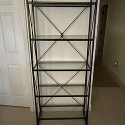 Glass and black metal farmhouse shelf