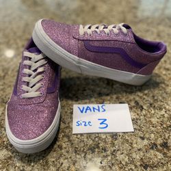 Kids Purple Glitter Vans Size 3