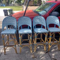 4 High End Barstools Bamboo And Copper Made In USA - Glac Seat
