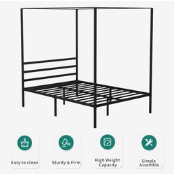 queen metal canopy bed 