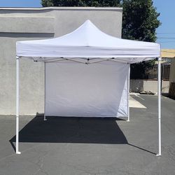 (NEW) $100 Heavy Duty Canopy 10x10 FT with (1) Sidewall, Ez Popup Outdoor Party Tent Patio Shelter, Carry Bag 