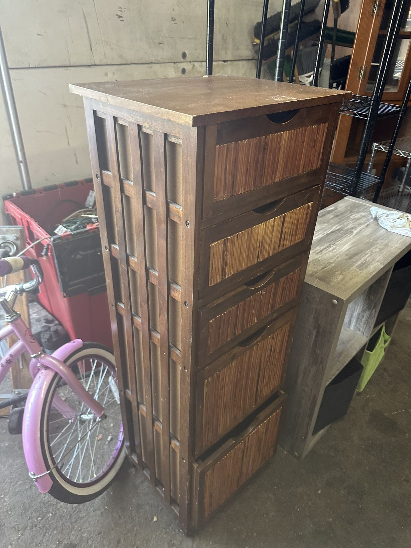 Tall Wooden Drawers Cabinet