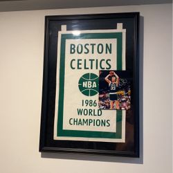 Larry Bird Autographed With 1986 Banner Highly Collectible 1500$