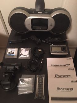 Sirius SIRIUS-SP-R2R-Sportster-satellite-radio-w-Car-kit-w-mobile-docking-station-w-SP-B1Bombox USED no scratches , mint condition, include manuals.
