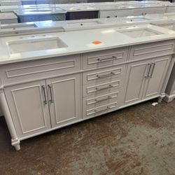 72 In. Double Sink Bathroom Vanity In Dove Gray