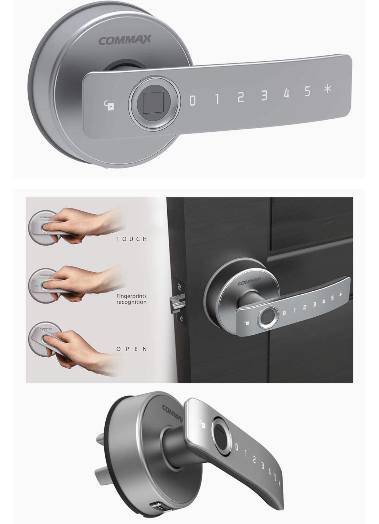 COMMAX biometric locking door handle