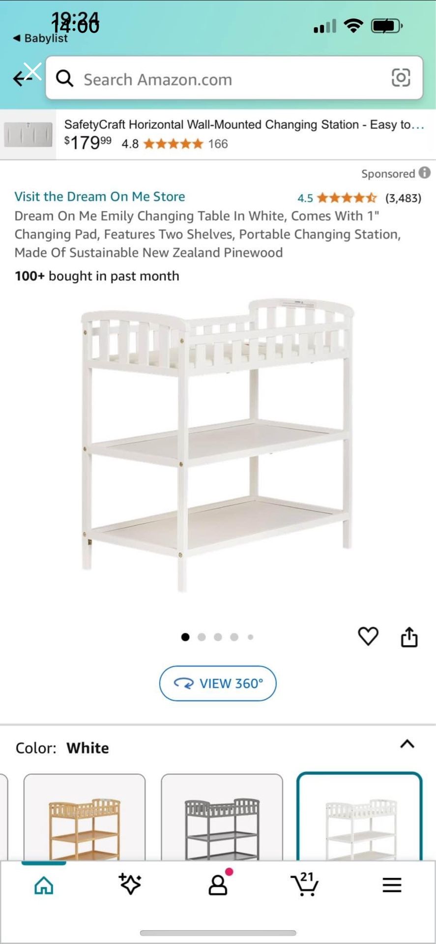 Dream On Me Changing Table White
