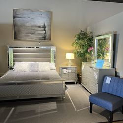 King Bed, Dresser, Mirror And Nightstand 