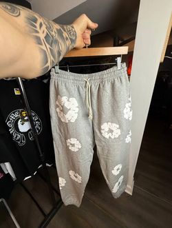 white and grey sweatpants