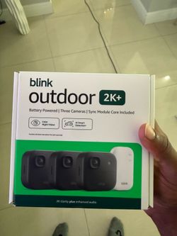Blink Outdoor 2K+ (newest model) — Wireless smart security camera, 2K video resolution, enhanced audio, two-year battery. Sync Module Core included — 