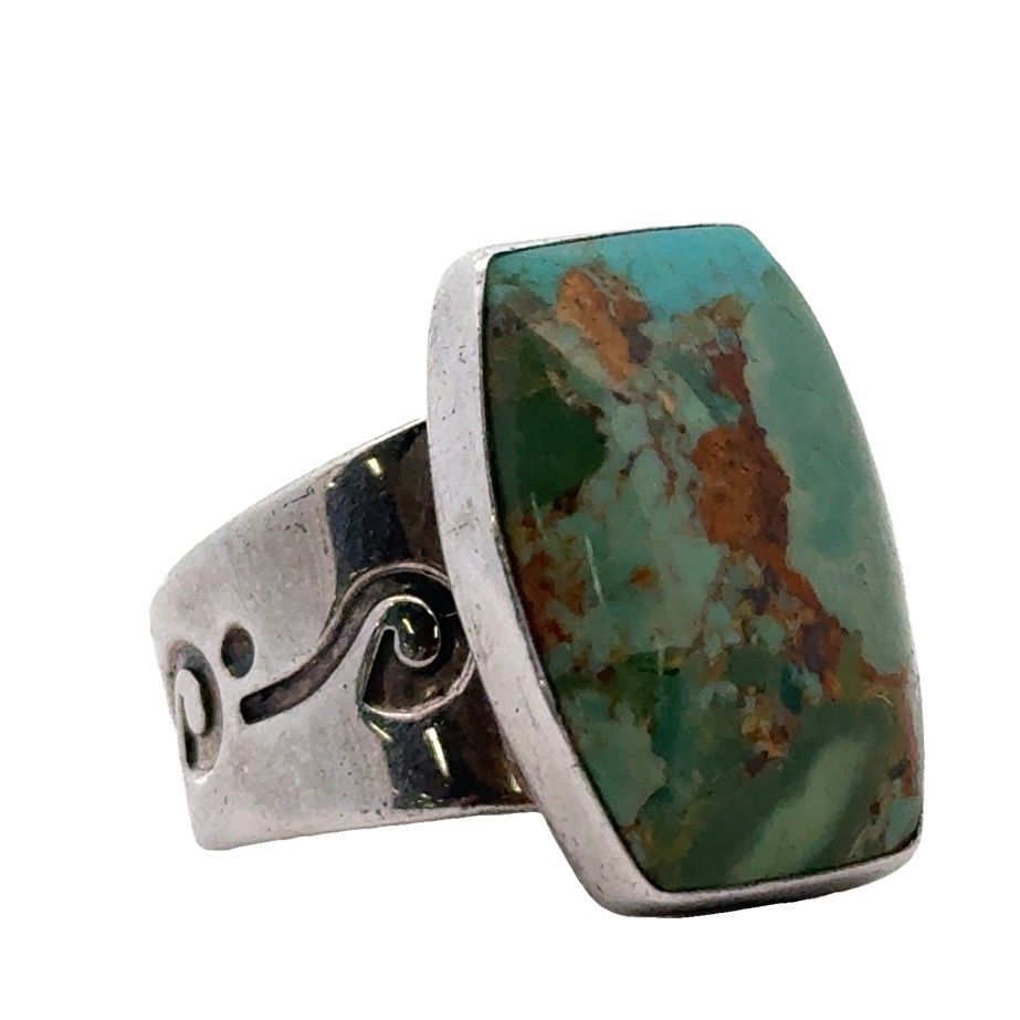 A1 Hawk - Jay King Silver & Green Turquoise Ring (I-17390)