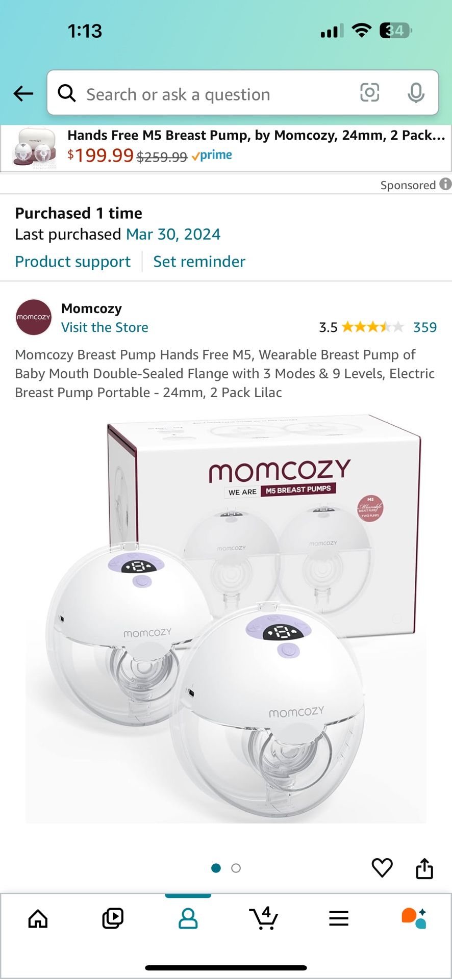 Momcozy Breast Pump Hands Free M5