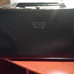  Gucci Made In Italy Black Leather Purse