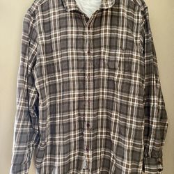 Horny Toad Brown Plaid Long Sleeve Button Down Shirt Organic Cotton Mens L