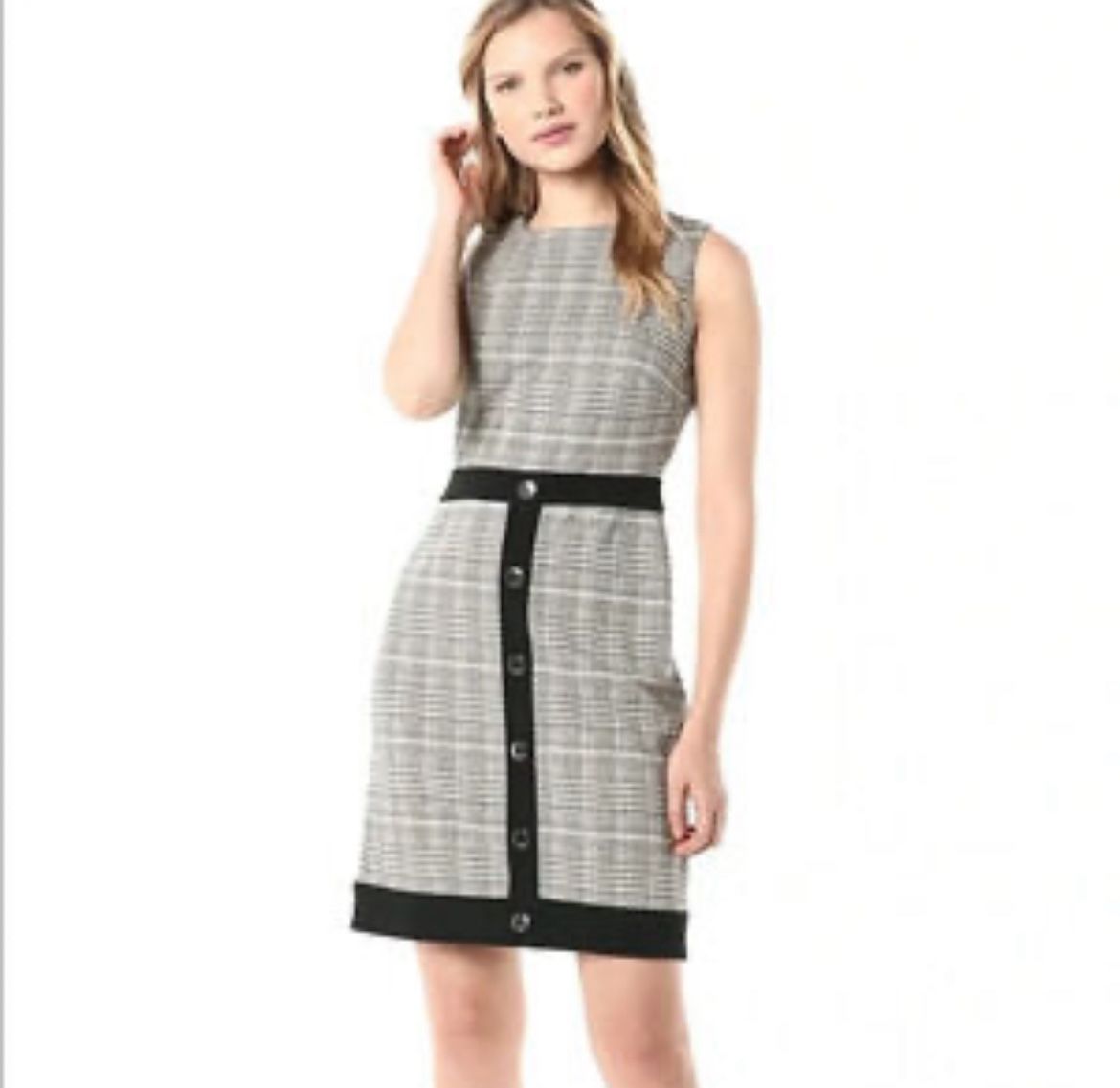 Tommy Hilfiger Elegant Black and Gray Plaid Dress black and silver accents 12
